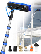 VEVOR Water Fed Pole Kit, 24FT Solar Panel Cleaning Pole with Extendable Handle, 180° Rotatable Brush Head & 65.6FT Hose, Household & Outdoor Window Cleaner Tool for Caravan Solar Panel Deck