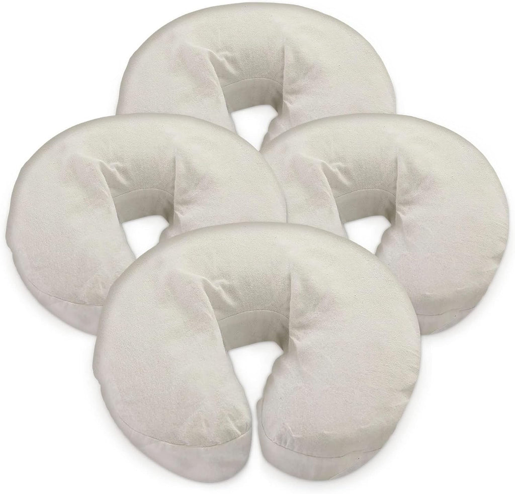 London Linens Pack of 4, Premium Extra Thick 100% Cotton Flannel Massage Tables Face Cradle Covers Cozies Fitted - Includes 4 pcs (Natural)