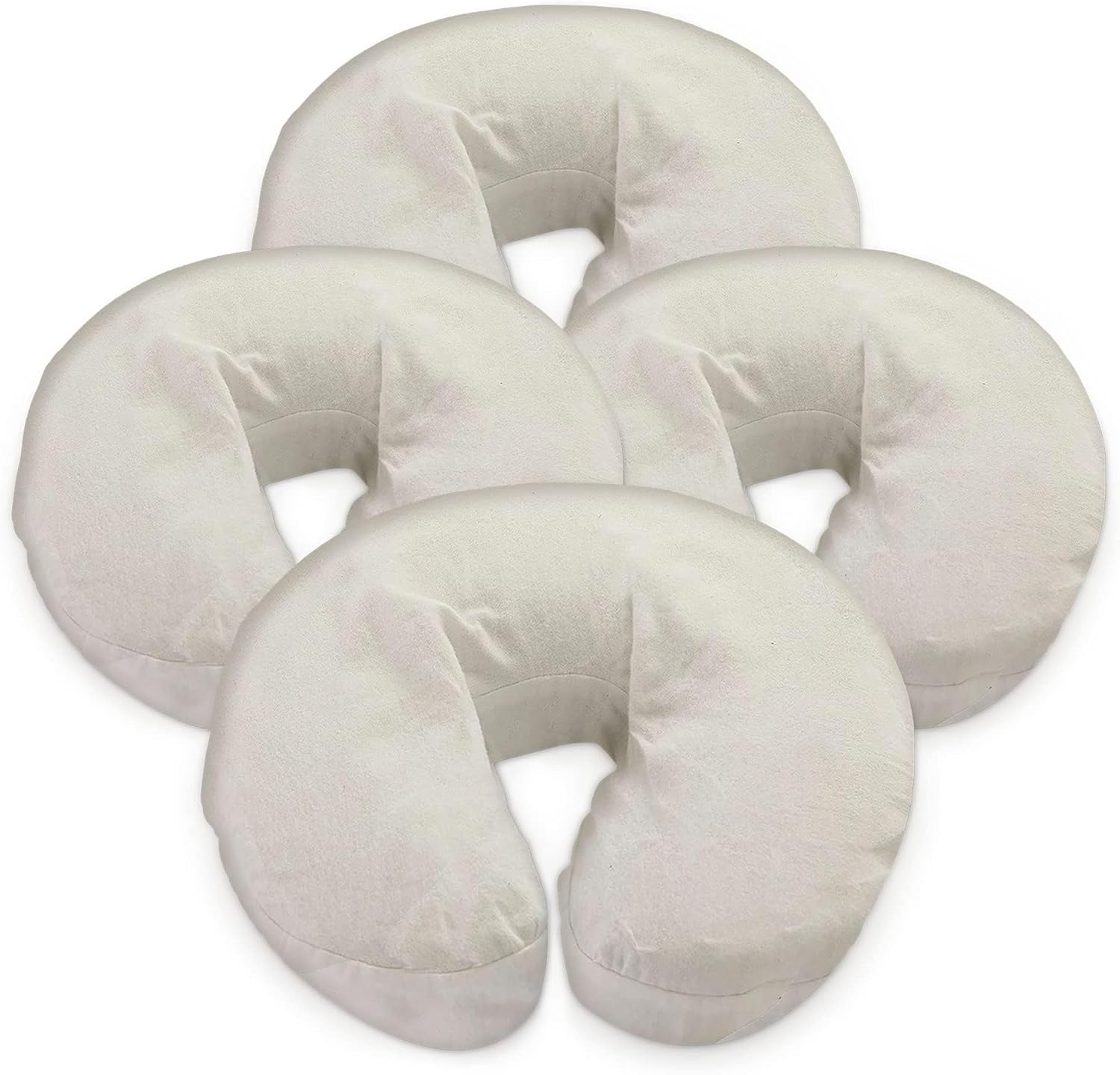 London Linens Pack of 4, Premium Extra Thick 100% Cotton Flannel Massage Tables Face Cradle Covers Cozies Fitted - Includes 4 pcs (Natural)