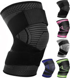Adjustable Knee Support Brace 1 pack Compression Knee Sleeves for Men Women Use for Meniscus Tear, Arthritis, Tendinitis, Ligament Injury,Weight Lifting, Anti Slip Knee Brace (Black, Medium)