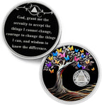 Delicate 23 Year Sobriety Coin - Recovery Butterfly Tree of Life AA Coins - 23 Year NA HA AA Chips and Medallions - 1-62 Years Living Clean Narcotics Alcoholics Anonymous Gifts for Men Women