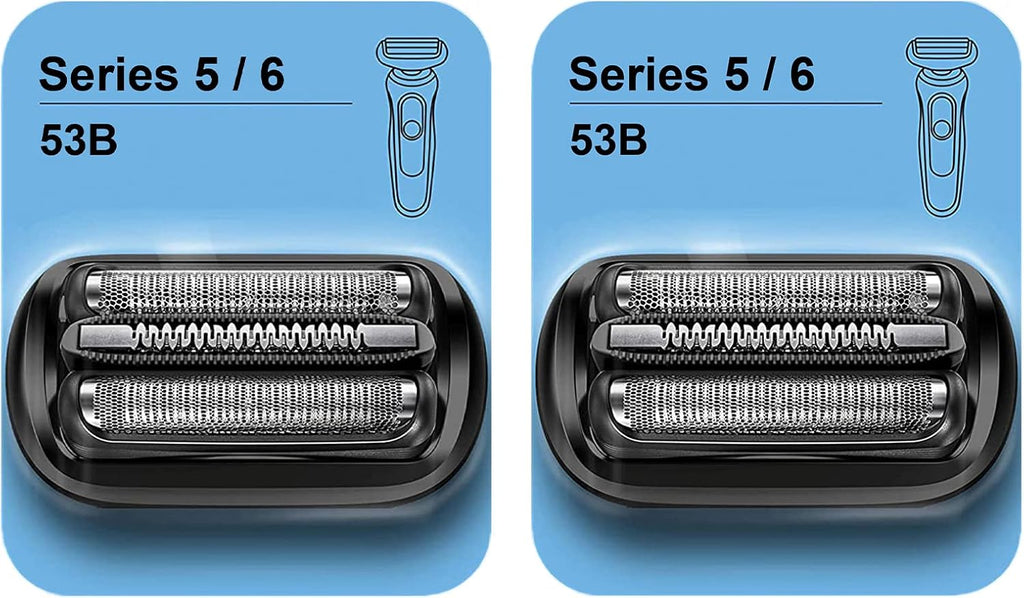 Series 5/6 53B Replacement Head for Braun Electric Foil Shaver, Compatible with New Generation Braun Razors 5020cs 5018s 5035s 5049cs 5050cs 6020s 6040cs 6075cc 6072cc 6090cc (2 Count)