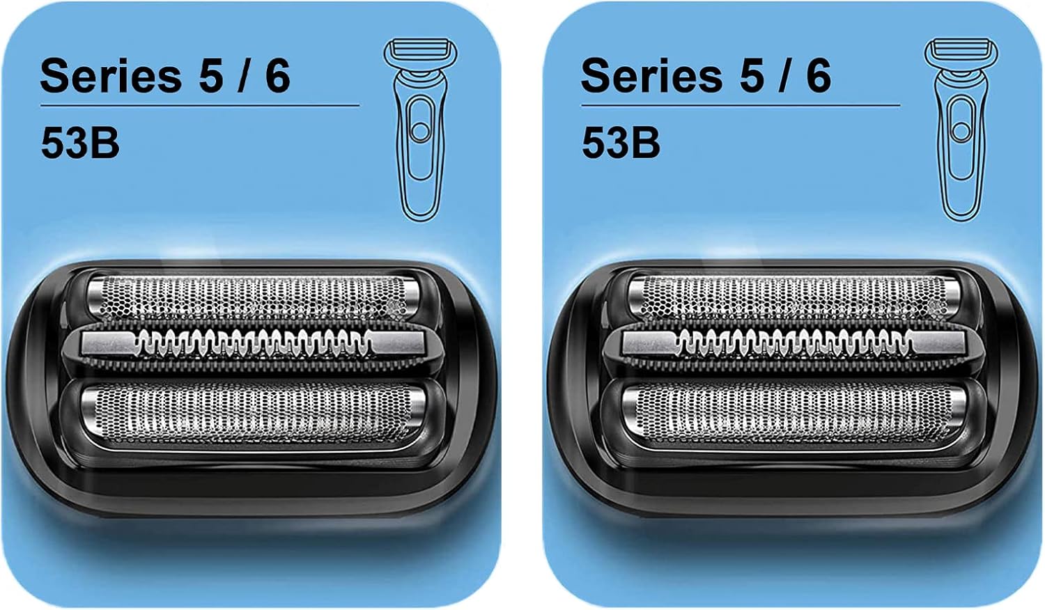 Series 5/6 53B Replacement Head for Braun Electric Foil Shaver, Compatible with New Generation Braun Razors 5020cs 5018s 5035s 5049cs 5050cs 6020s 6040cs 6075cc 6072cc 6090cc (2 Count)