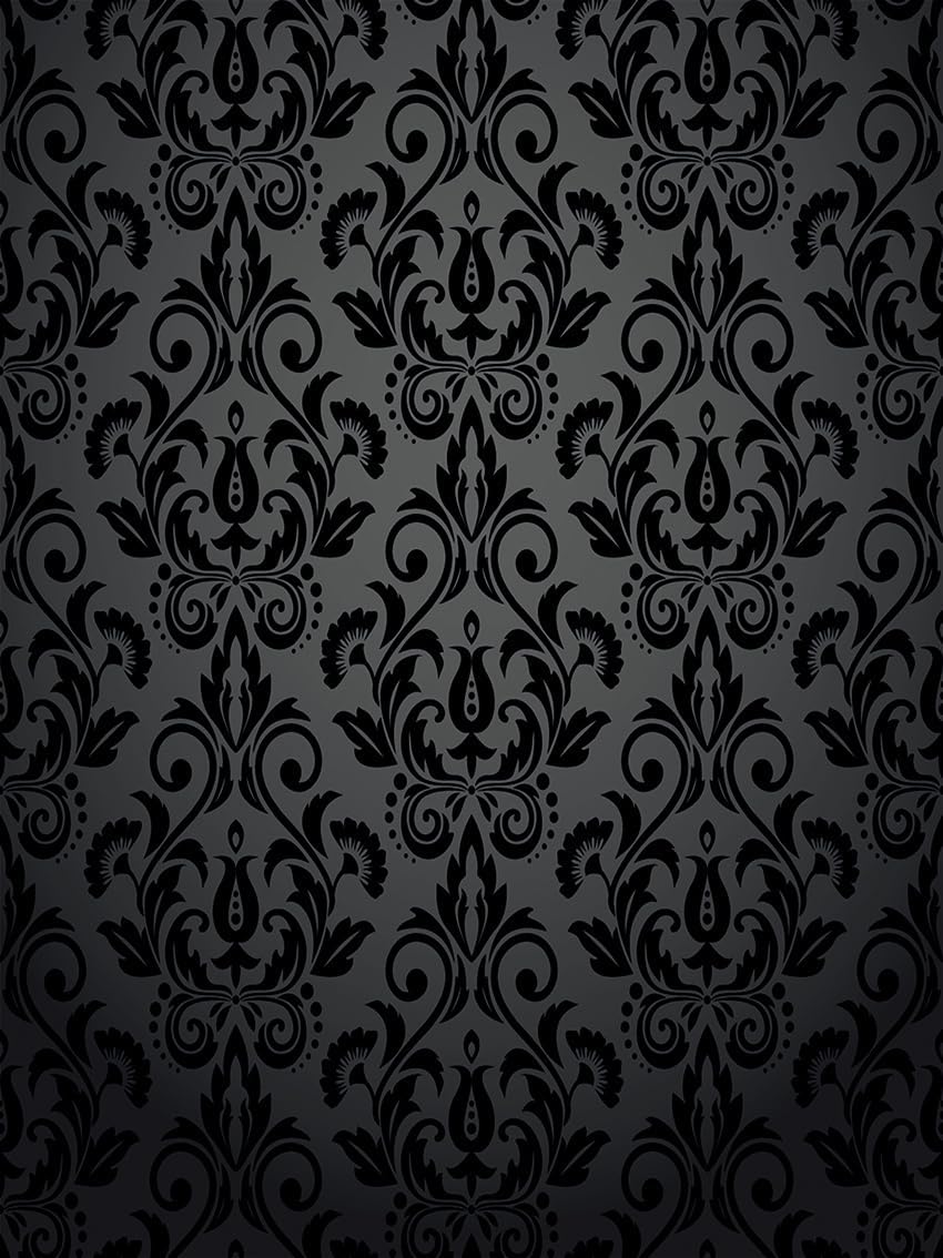 5x7ft Black Damask Floral Pattern Flowers wall backdrops Photo Studio Background