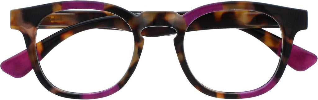 OPULIZE AVA Reading glasses for Women Men,Scratch Resistant Round frame with Spring Hinges, Brown Tortoiseshell with a Touch of Purple +2.5 (Pack of 1)