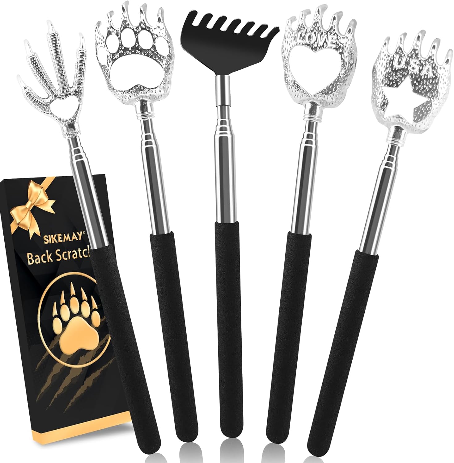 SIKEMAY 5 Pack Back Scratcher, Fathers Day Dad Gifts, Stocking Stuffers for Men Women Adults Teens Boys, Adults Prizes, Easter Basket Stuffers, Funny Gag Small Gifts for Christmas Valentines Birthdays