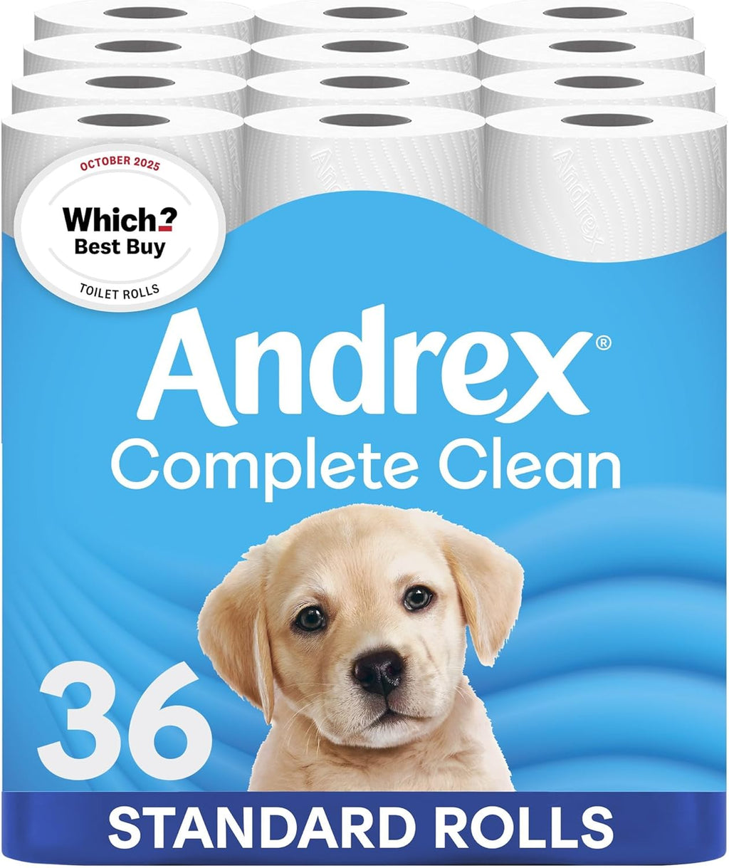 Andrex Complete Clean Toilet Roll 36 Rolls (Previously Andrex Classic Clean Toilet Tissue) Unbeatable Toilet Paper with Unique 3D Wave, FSC Certified