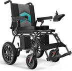 Foldable Electric Wheelchair for Adults, 500W High Power Electric Wheelchair, 350LBS Capacity & Ultimate Safety Design, All-Terrain Pneumatic Tires (Blue)