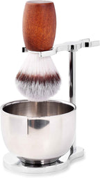 Men's Shaving Brush Set, 3 Pcs Grooming Set of Shaving Brush Stand and Bowl for Wet Shaving
