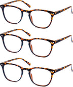 3 Pack Reading Glasses Women Men Stylish Oval Readers Flexible Spring Hinge Tortoise Glasses Reading +2.50