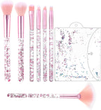 Bling Pink Makeup Brushes, 7Pcs Glitz and Glam Makeup Brush Set for Girls WomenPink Bedazzled with Sequins Handle, Professional for Blending Foundation Eye Shadow Blush, Ideal Gift for Girls
