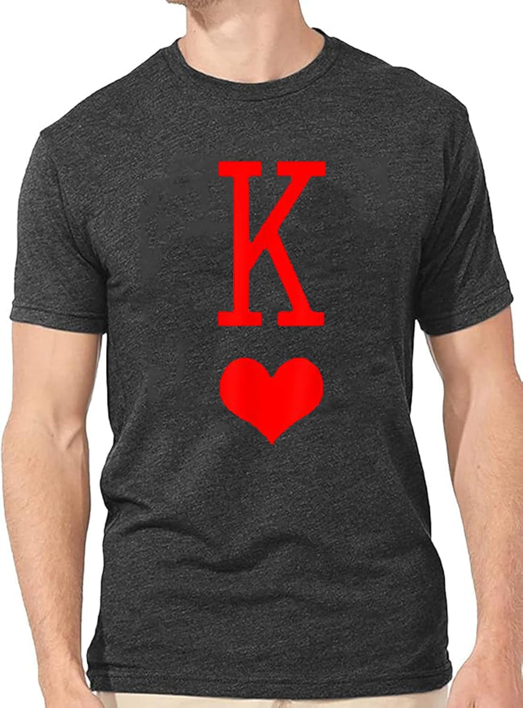 K and Q of Hearts Couple Shirt His and Hers Matching Outfit T Shirts Funny Cute Letter Print Graphic Casual Tee Tops