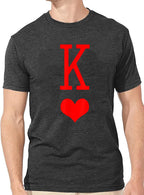 K and Q of Hearts Couple Shirt His and Hers Matching Outfit T Shirts Funny Cute Letter Print Graphic Casual Tee Tops