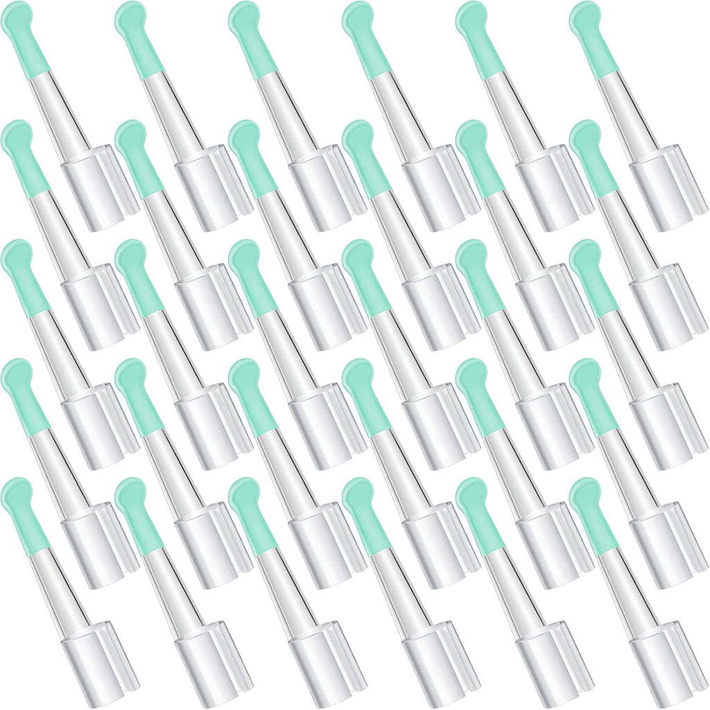 Nuanchu 30 Pcs Ear Spoon Tips Ear Cleaner Replacement Tips Ear Cleaner Tips Ear Replacement Pick Ear Wax Removal Replacement Accessories Set for Teens Adults Ear Wax Removal Endoscope (Green,Round)