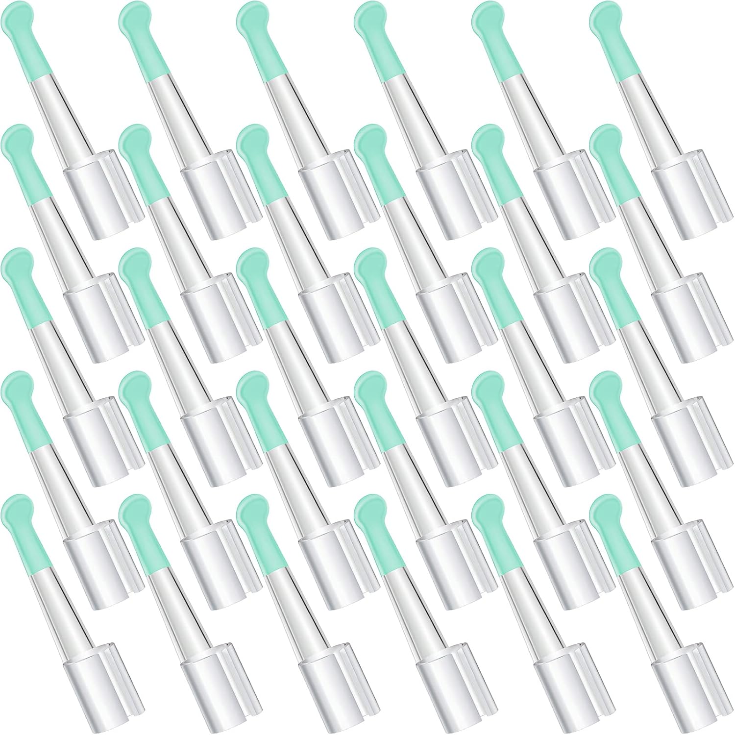 Nuanchu 30 Pcs Ear Spoon Tips Ear Cleaner Replacement Tips Ear Cleaner Tips Ear Replacement Pick Ear Wax Removal Replacement Accessories Set for Teens Adults Ear Wax Removal Endoscope (Green,Round)
