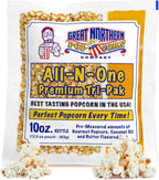 10oz Popcorn Machine Popcorn Packets - All-in-One Movie Theater Style Popcorn Kernels, Salt, and Oil Packs by Great Northern Popcorn (24 Case)
