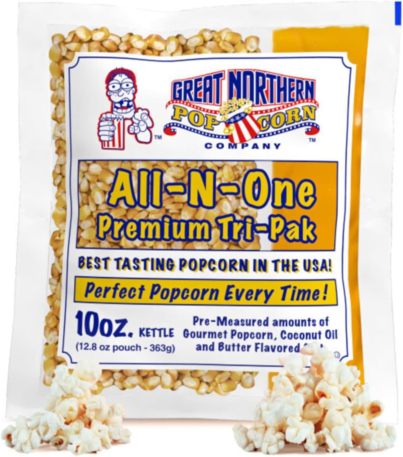 10oz Popcorn Machine Popcorn Packets - All-in-One Movie Theater Style Popcorn Kernels, Salt, and Oil Packs by Great Northern Popcorn (24 Case)