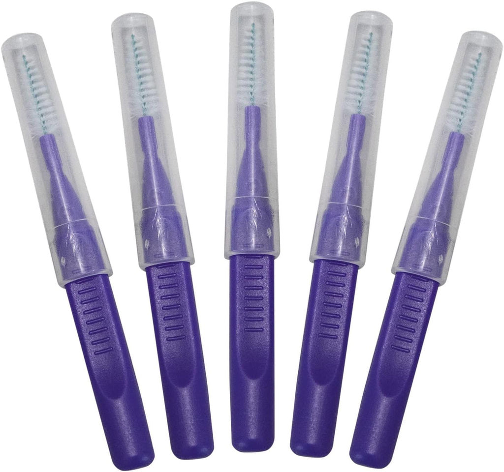 Premium Quality Interdental Brushes for Interproximal Cleaning, Professional Interdental Cleaners, Tight Teeth, Pkg of 100, ProxyBrush, by Vivid (X-Mas Tree, 0.8mm, Purple)