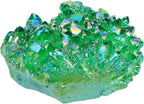 SUNYIK Green Titanium Coated Crystal Cluster,Quartz Drusy Geode Gemstone Specimen Specimen Sphere Figurine(0.2-0.3lb)