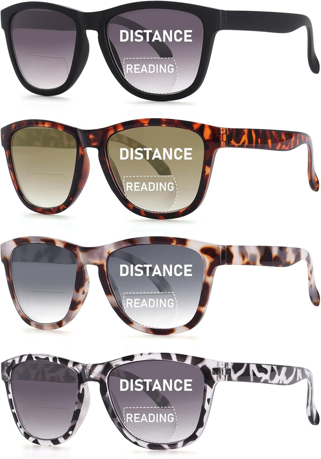 Bifocal Reading Sunglasses for Women Men 4 Pack Fashion Sun Readers UV400 Protection Outdoor Reading Glasses