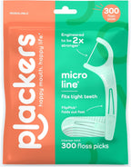 Plackers® Micro Line® Floss Picks - Intense Mint, Floss Fiber Made Without PTFE, 300 Count