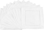 CleverDelights White Hemstitch 6" Cocktail Napkins - 12 Pack - 55/45 Linen Cotton Blend