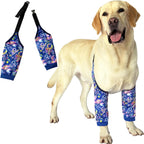 Dogs Knee Protector Pad for Calluses Knee Brace Front Elbow Support Wrap Pet Sleeves for Wounds Dog Elbow Callus Treatment for Medium Large Dogs with Scarf（Large Astronaut）