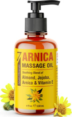 Seven Minerals Arnica Sore Muscle Massage Oil for Massage Therapy - 4 oz - Ideal for Professional or at-Home Body Massage.