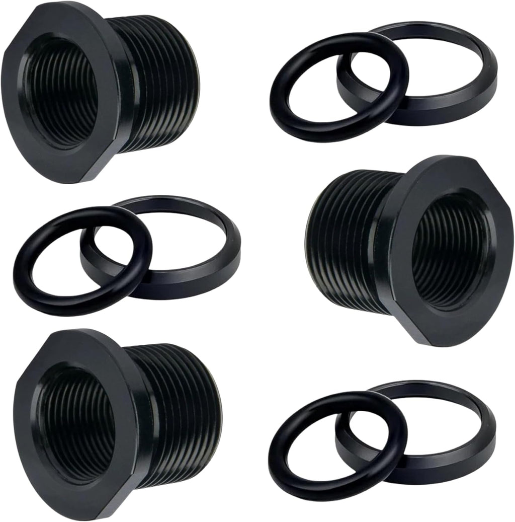 3 Pcs Thread Protector, 1/2 x 28 Convert to 5/8x24 with Crush Washer Steel, (Black)