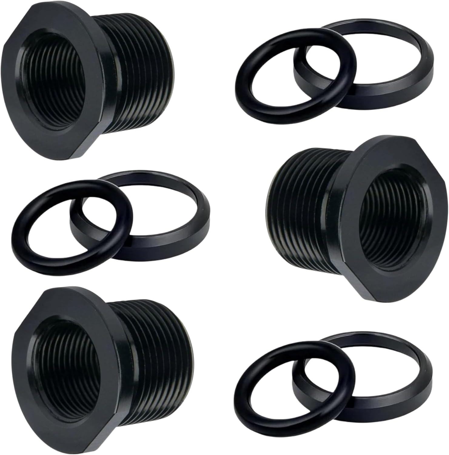 3 Pcs Thread Protector, 1/2 x 28 Convert to 5/8x24 with Crush Washer Steel, (Black)