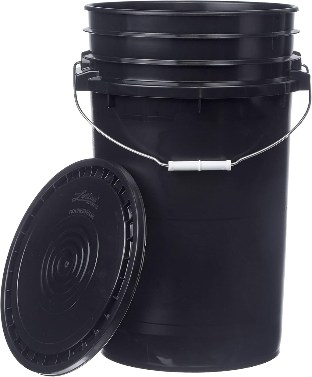 Hudson Exchange Premium 7 Gallon Bucket, HDPE (1 Pack - Flat Lid Included, Black)