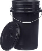 Hudson Exchange Premium 7 Gallon Bucket, HDPE (1 Pack - Flat Lid Included, Black)