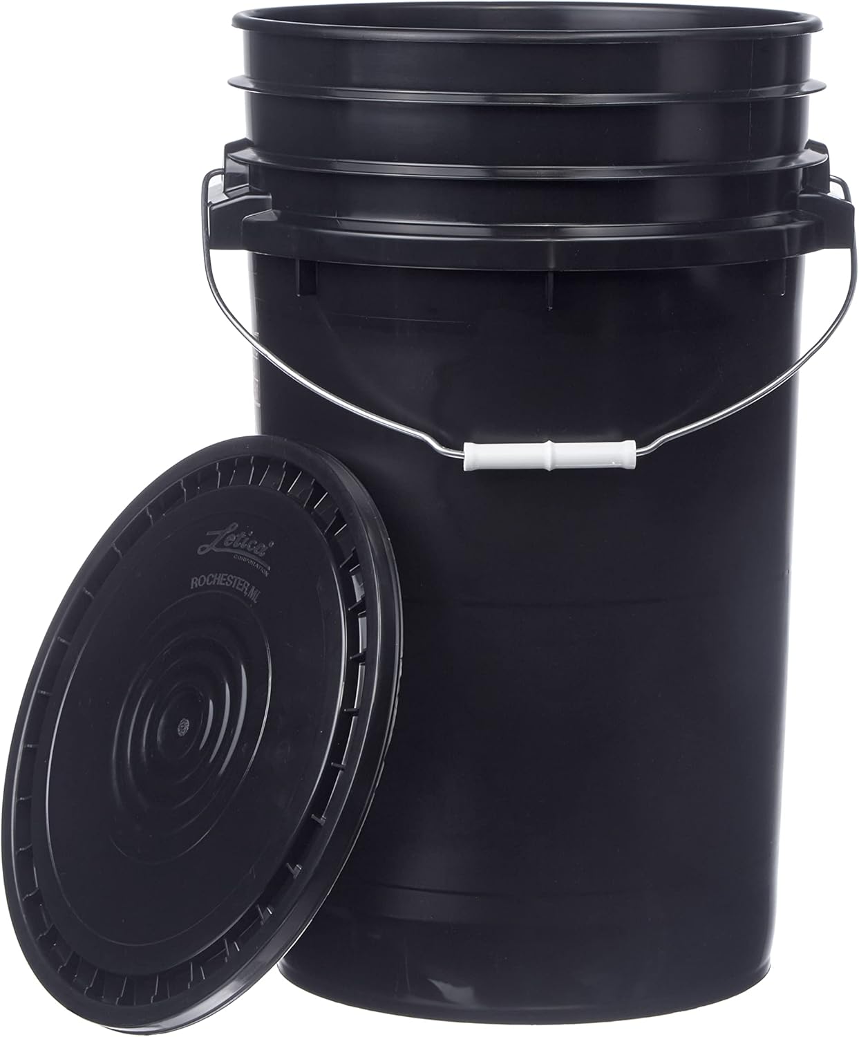 Hudson Exchange Premium 7 Gallon Bucket, HDPE (1 Pack - Flat Lid Included, Black)