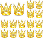 16pcs Mini Crown Cake Topper Crown Tiara Cake Topper Baby Princess Tiara Crown Rhinestone Crown Cake Decorations for Baby Shower Princess Themed Birthday Wedding Party(Gold)