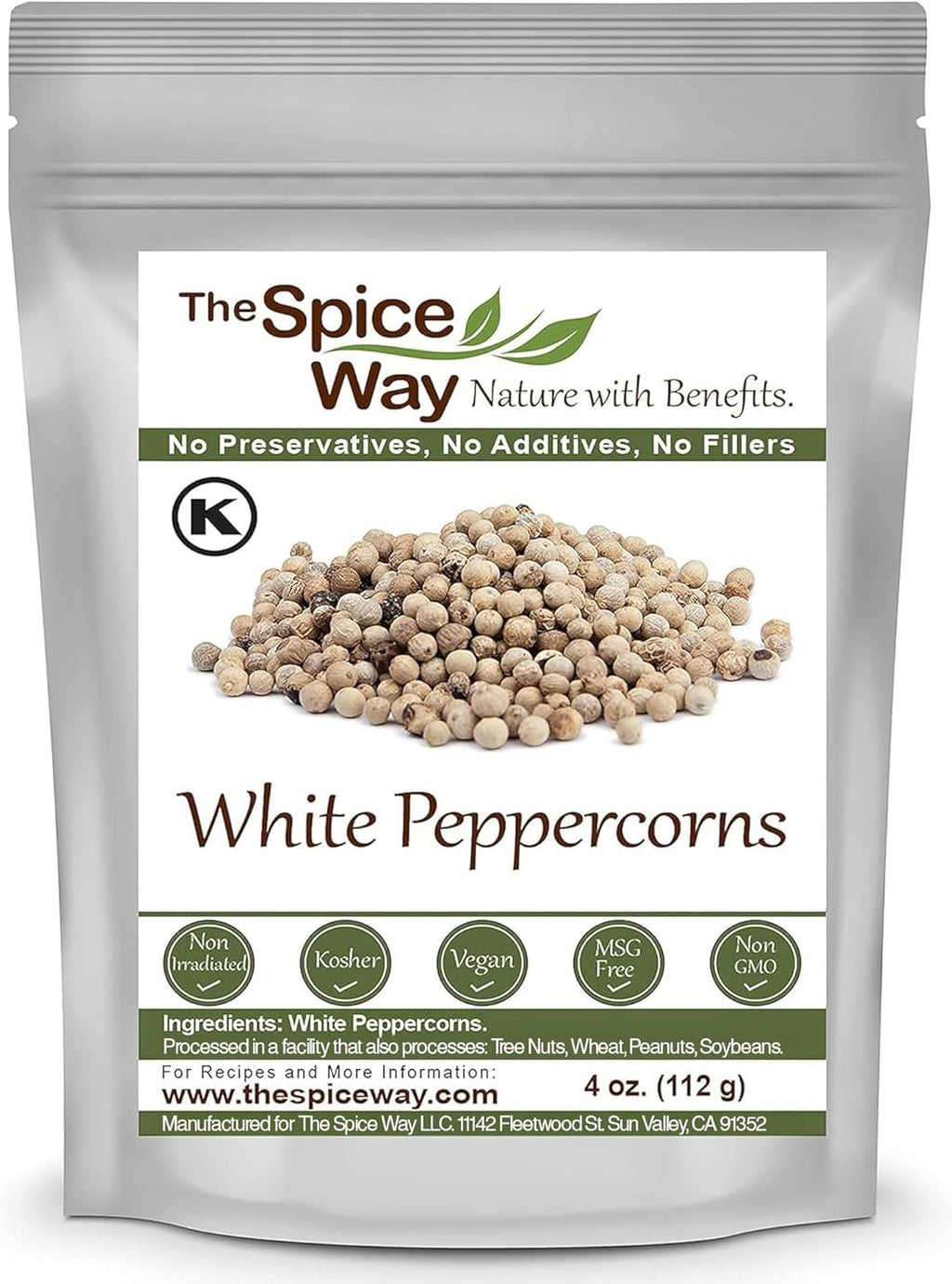 The Spice Way White Peppercorns - 4 oz