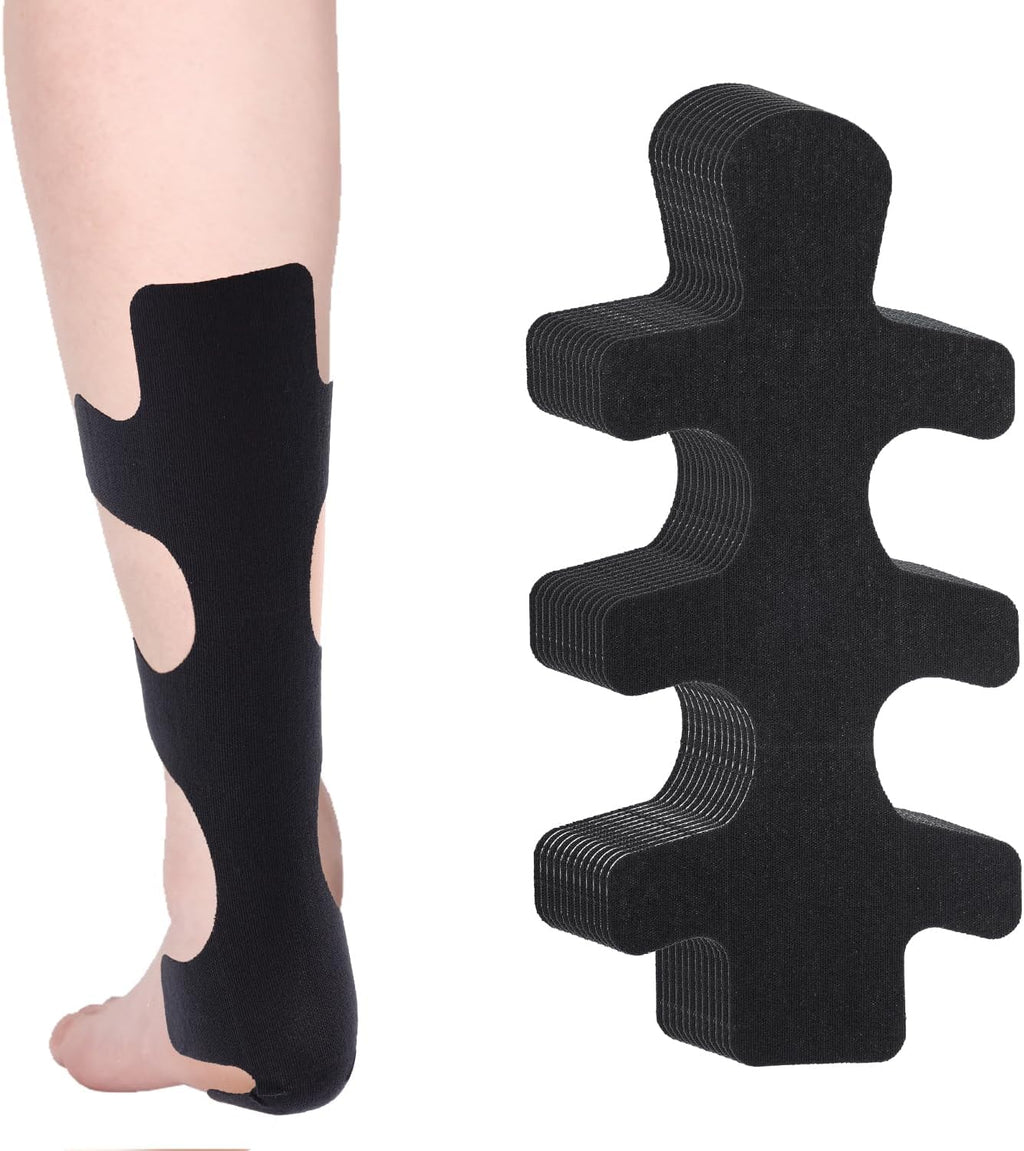 12pcs Precut Kinesiology Tape for Achilles Tendon, Waterproof & Breathable Athletic Heel Tape Enhance Elastic Sports Patch Strips Provides Stability Recovery for Achilles and Muscle Support