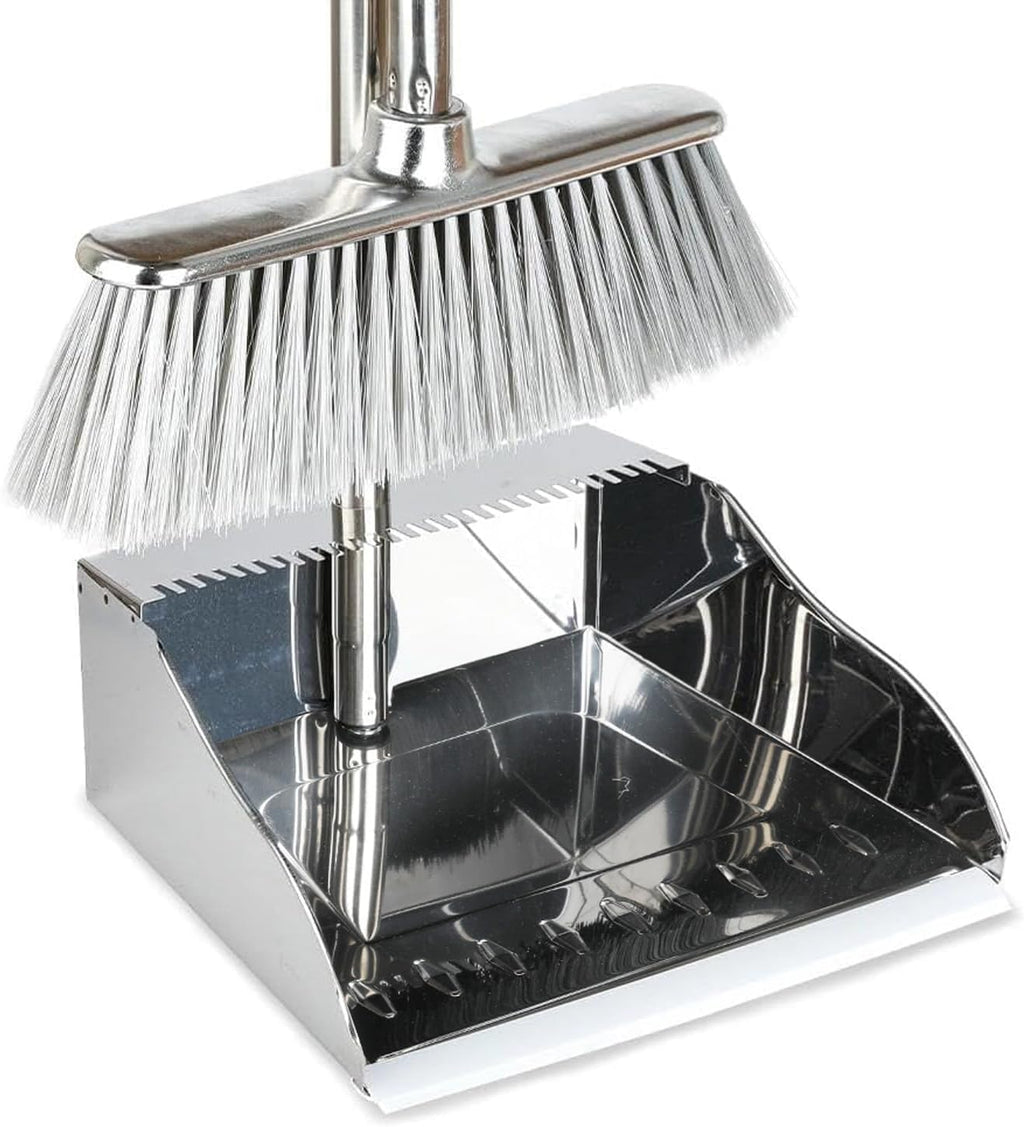 Indoor Soft Bristles Broom and Dustpan Angle Sweeping Dustpan and Broom with Long Handle for Kitchen Hardwood Floor Cleaning (Broom and Dustpan)