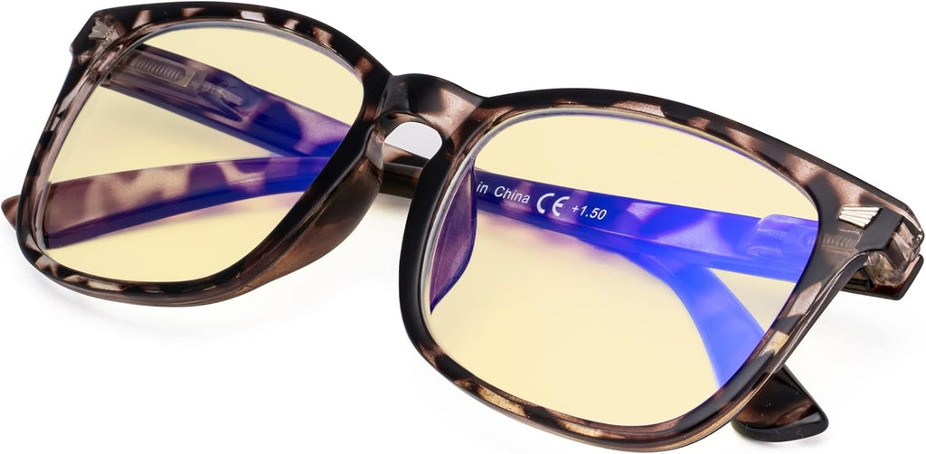 Oversized Square Blue Light Blocking Reading Glasses for Women Men