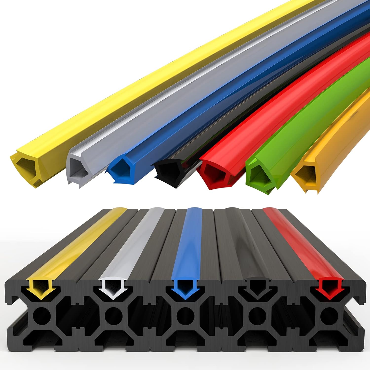6 Meters Dust Protection Soft Cover Seal Strip, 8mm Slot 30 Series Aluminum Extrusion Profile Flat Seal, Black/Silver/Blue/Red/Yellow (Silver)
