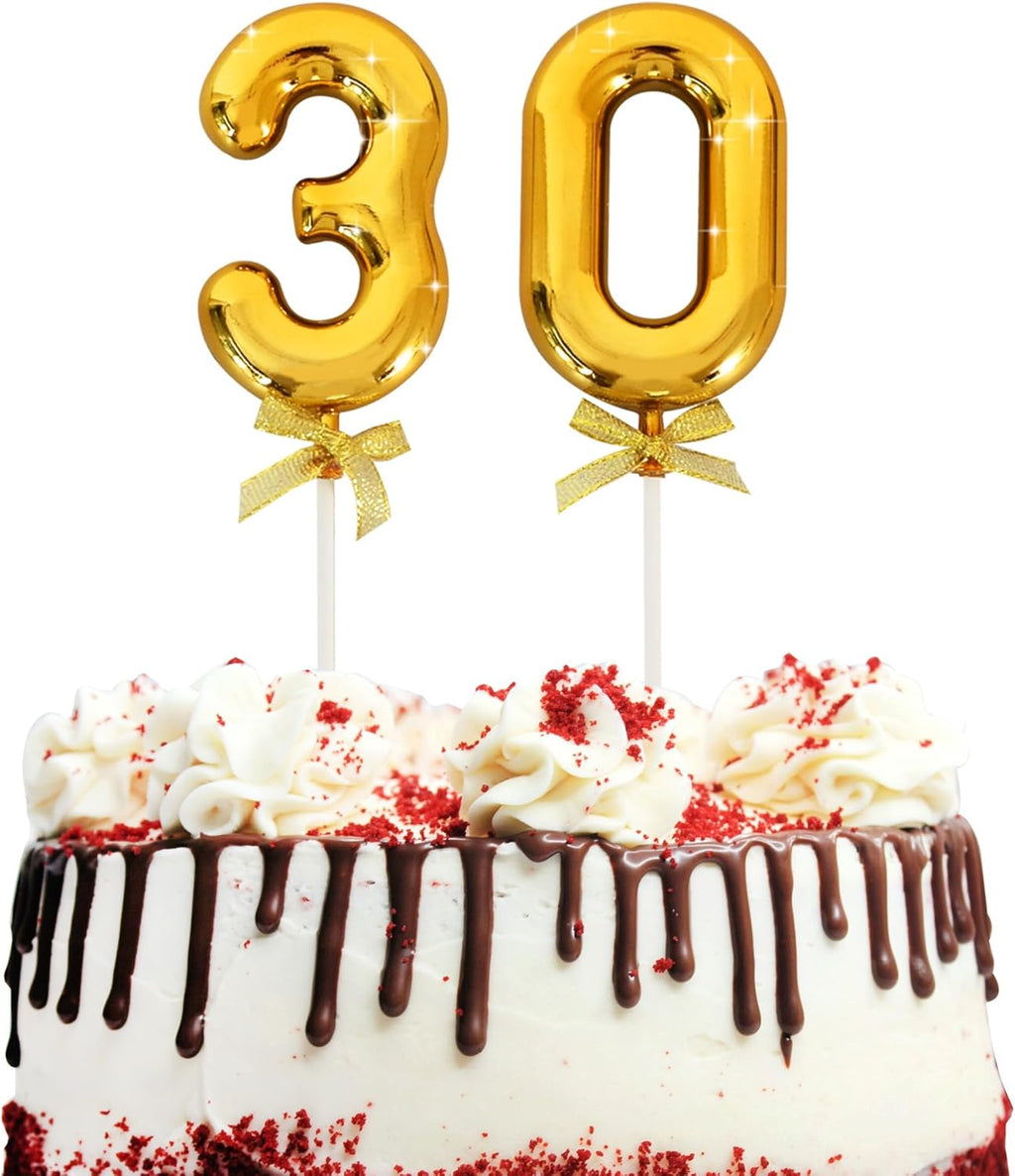 BEISHIDA 3D Number Cake Topper Gold 30 Numbers Happy 30th Birthday Cake Toppers Cheers to 30 Years for Birthday Wedding Anniversary Decorations