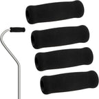 4 Pcs Walking Cane Hand Grips, Walking Stick Grips for Seniors Offset Handle Crutch Replace Hand Grip Sticks Black Grip Cushion Cane Parts for Seniors Walker Handlebars