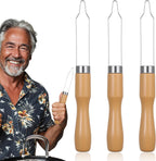 3 Pack Button Hook for Seniors, Button Assist Device with Comfort & Wide Easy-Grip Wooden Handle for Shirts, Coats, Dresses, Elderly Assistance Products for Arthritis & Limited Dexterity