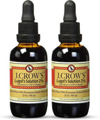 J.CROW'S® Lugol's Solution of Iodine 2% 2 oz (2 Bottle) – Premium Iodine & Potassium Iodide Liquid, Gluten & Alcohol-Free Natural Brine Extract, No Expiration - 1200 Drops