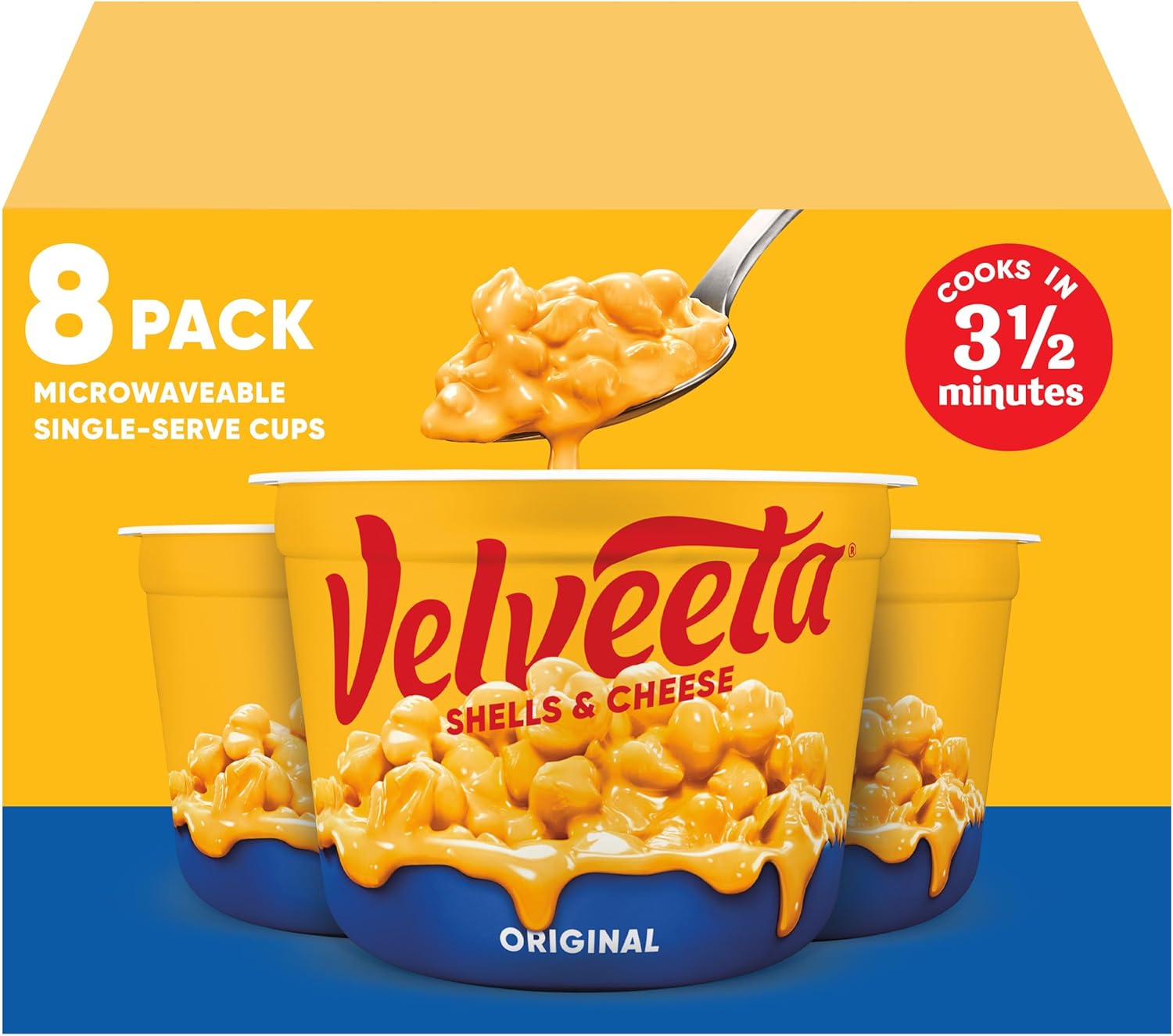 Velveeta Shells and Cheese Mac and Cheese, 8 Cups, for Easy Snacks or Dinner Sides, Original Flavor, 2.39 oz