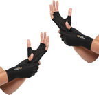 Copper Compression Arthritis Gloves | Fingerless Arthritis Carpal Tunnel Pain Relief Gloves For Men & Women | Hand Support Wrist Brace For Rheumatoid, Tendonitis, Swelling, Crocheting 2 Pairs Black L