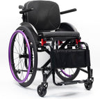 Sports Wheelchair for Adult, Lightweight Aluminum Alloy Wheelchair with Handrail,Folding Transport Wheelchairs with Anti-Tipper,Self-propelled Manual Chair,with Handbrakes(42cm/16.5in,Purple)