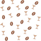 120 Martini and Coffee Bean Confetti, Brown Glitter Espresso Martini Confetti for Birthday Party, Martini Cut Out for Cocktail Night Party Table Decoration