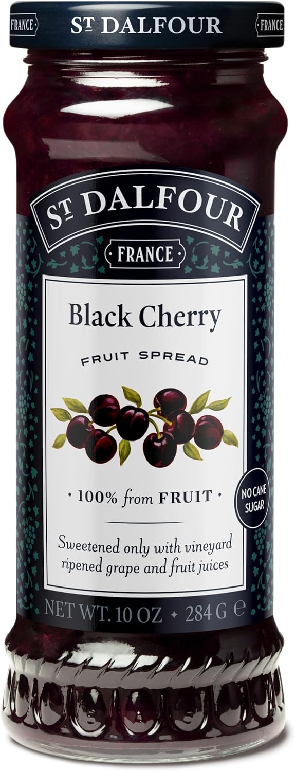 St. Dalfour Black Cherry Fruit Spread - 10oz - 100% from Fruit, No Artificial Ingredients, Non-GMO, No Cane Sugars, All Natural, Made in France