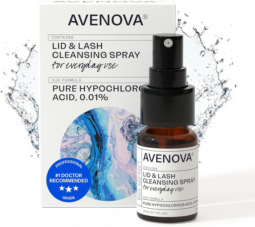 Avenova Eyelid and Eyelash Cleanser Spray - 20ml Bottle - Gentle Everyday Pure Hypochlorous Acid Spray for Eye Irritation