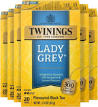 Twinings Lady Grey Black Tea Individually Wrapped Bags, 20 Count (Pack of 6), Orange & Lemon Peel with a Hint of Bergamot, Caffeinated, Enjoy Hot or Iced, 120 Teabags